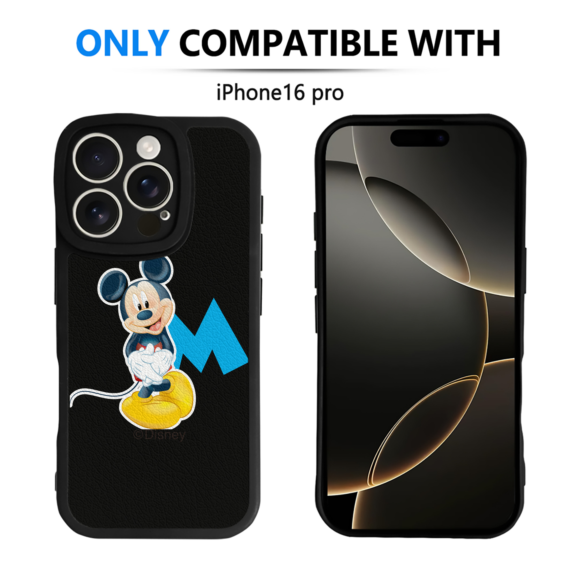 （画像用） ミッキーマウス Mickey Mouse 【iPhone 16シリーズ対応】シリコンスマホケース（レザー調） 材質：シリコン